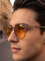 Aura Blue Light Sunglasses — Grey Acetate, Amber Lenses