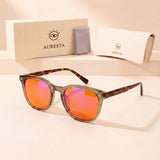 Willow Blue Light Blocking Glasses — Olive Round, Orange Lens for Night Screens & Gaming