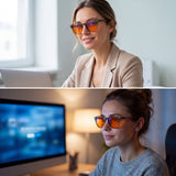 Willow Blue Light Blocking Glasses — Olive Round, Orange Lens for Night Screens & Gaming