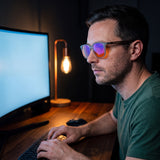 Ash Blue Light Blocking Glasses — Frosted Grey Square, Orange Lens for Night Screens & Gaming