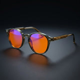 Vesper Blue Light Glasses — Round Sage Acetate, Amber Lenses